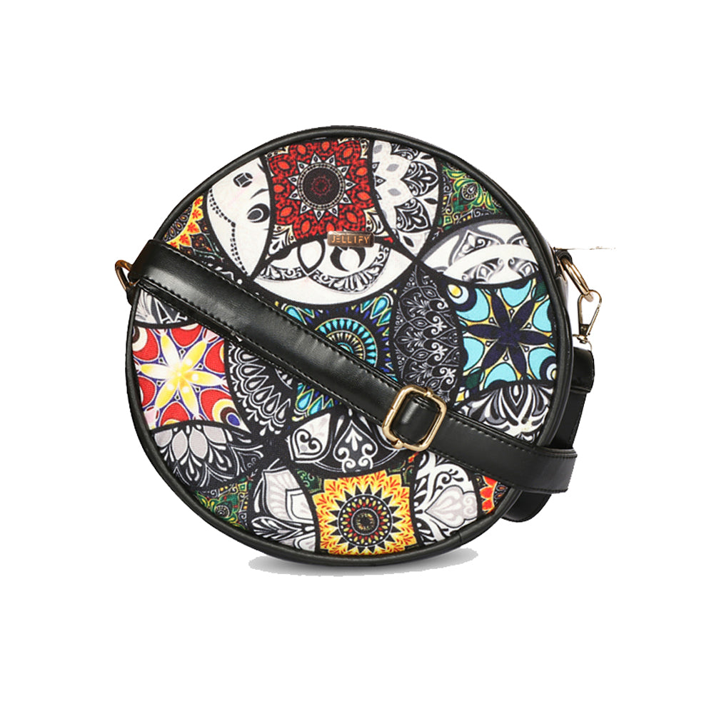 Multi Circle Print Sling Bag