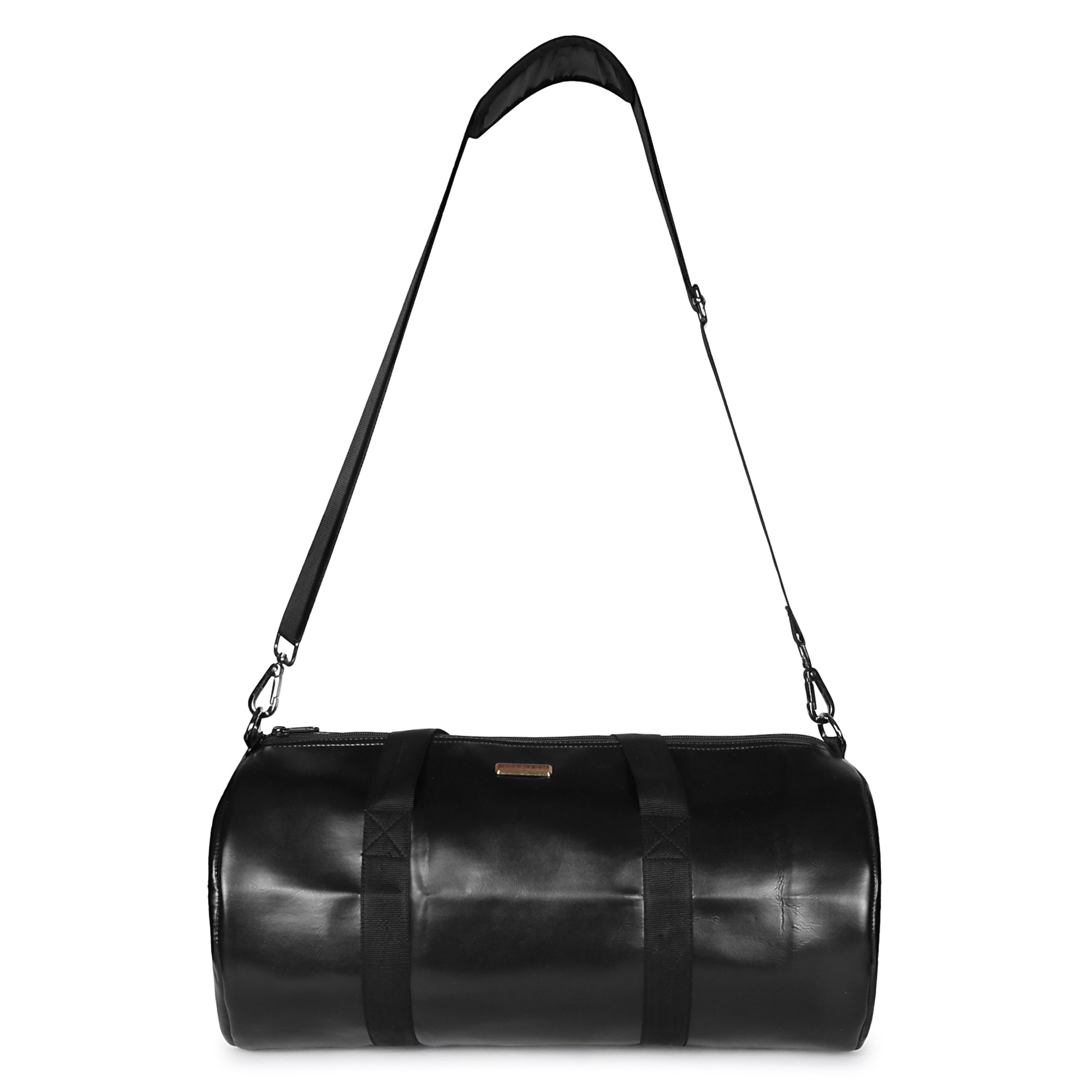 Black Leather Gym Bag for Men & Women