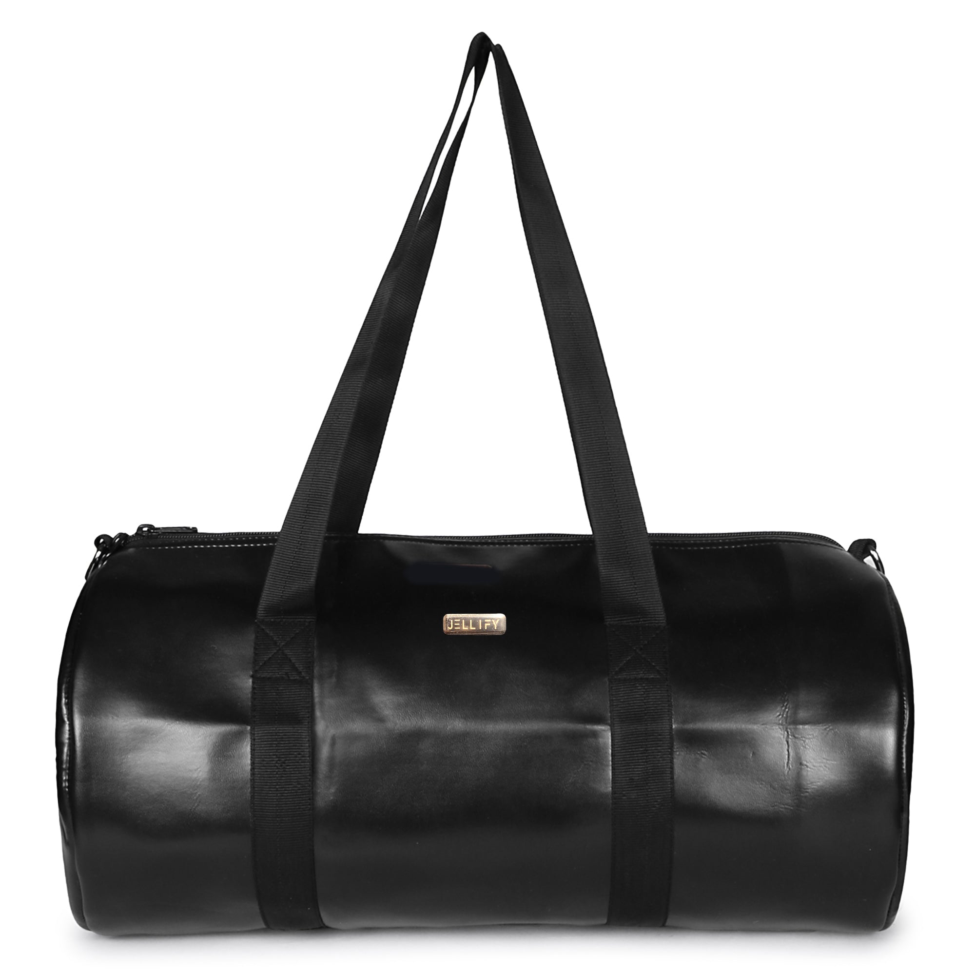 Black Leather Gym Bag for Men & Women