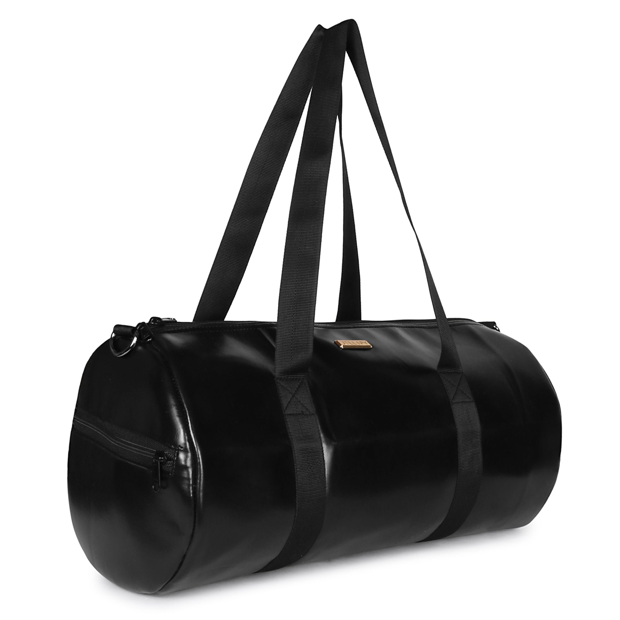 Black Leather Gym Bag for Men & Women