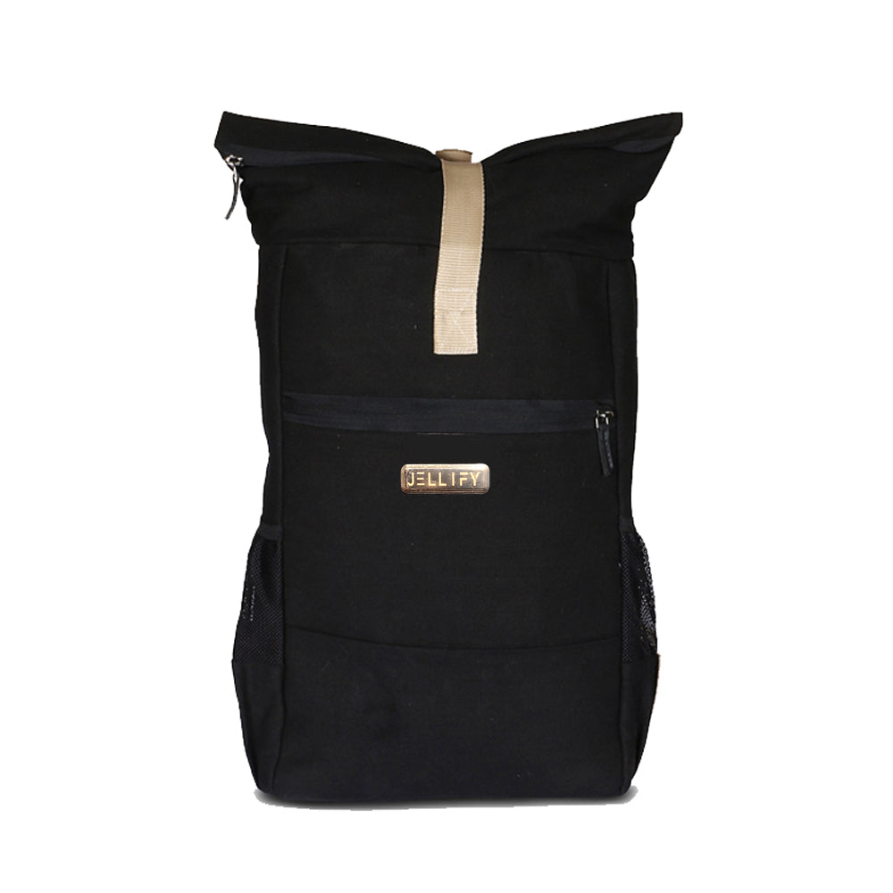 Black Canvas Roll top Backpack for Daily use and Travelling, Anti Theft Pocket and Expandable Size