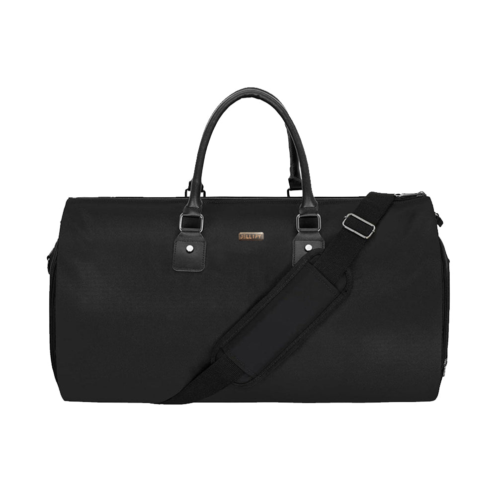 Black Fabric Duffle Bag with Shoe Compartment