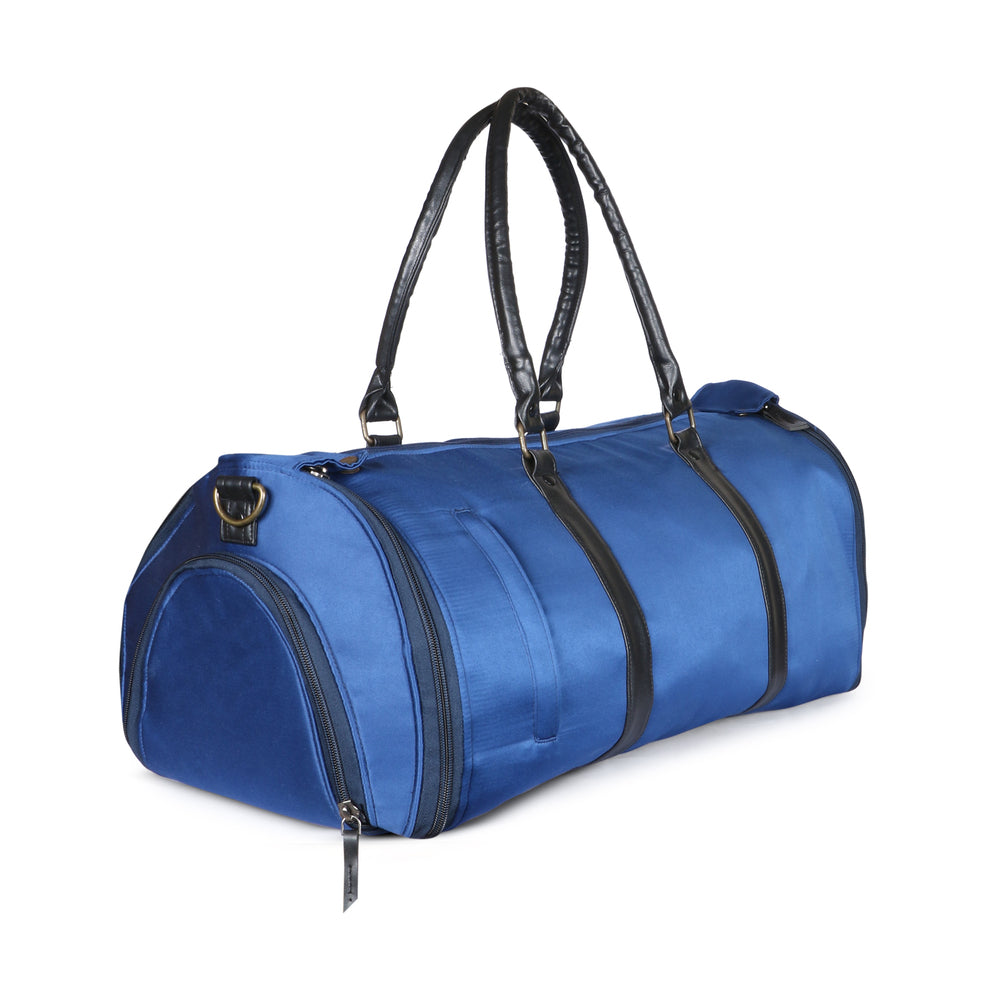 Blue Fabric Duffel Bag with Shoe Compartment