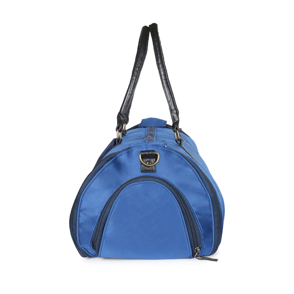 Blue Fabric Duffel Bag with Shoe Compartment