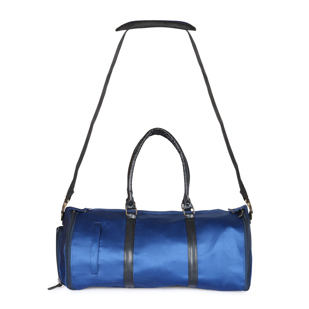 Blue Fabric Duffel Bag with Shoe Compartment