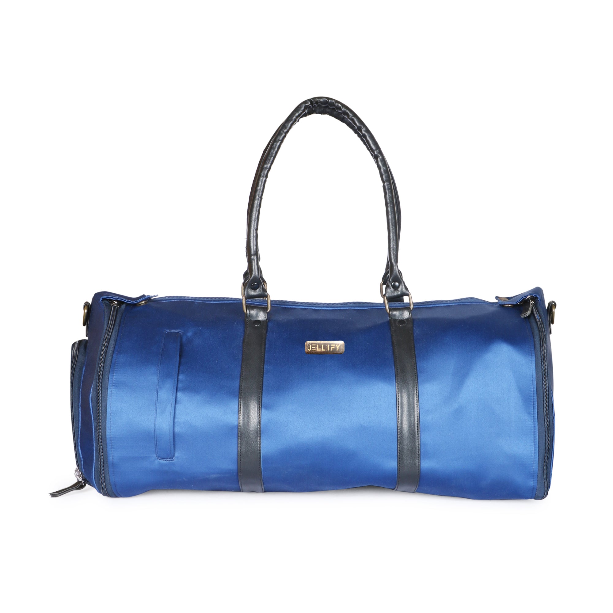 Blue Fabric Duffel Bag with Shoe Compartment