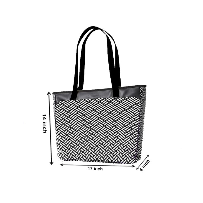 Large Cross Patten Fatty Tote Bag with Dedicated Laptop Compartment